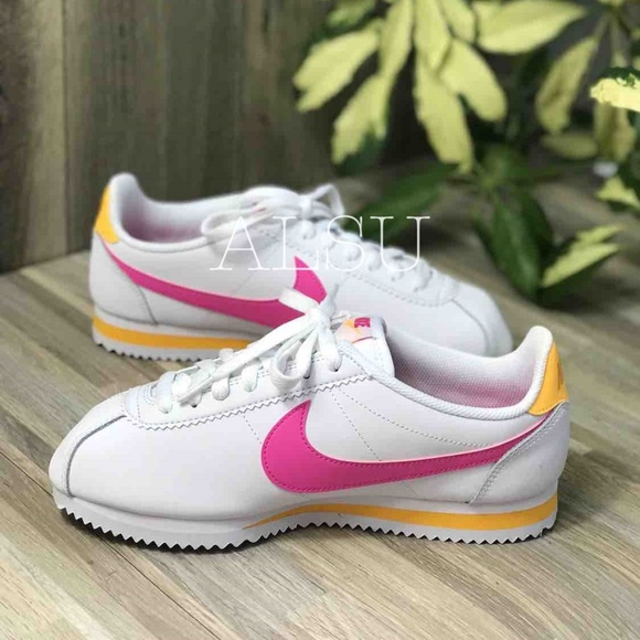 Nike Classic Cortez Leather White Laser Fuchsia W - Picture 3 of 8